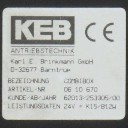 KEB Antriebstechnik COMBIBOX 06.10.670 Clutch Brake-Electromagnetic Clutch Brake-Used Industrial Parts