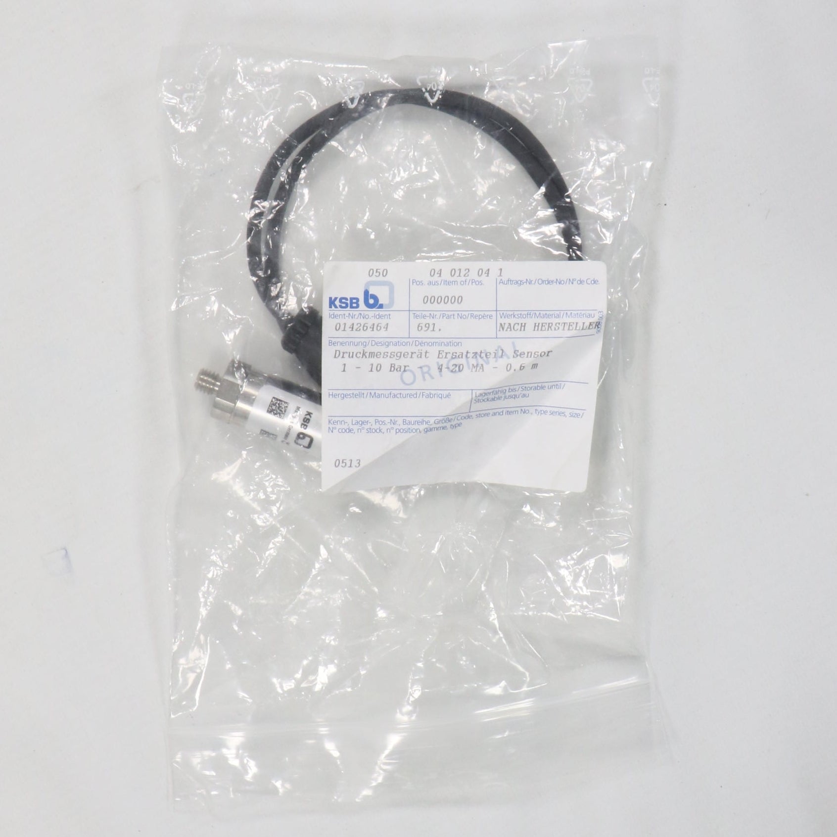 KSB 01146896 Pressure & Vacuum Sensor-Pressure Sensor-Used Industrial Parts