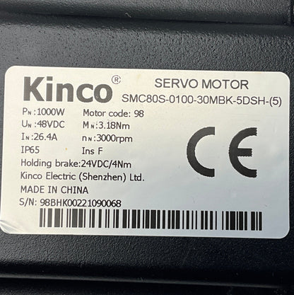 Kinco SMC80S-0100-30MBK-5DSH-(5) AC Servo Motor-Servo Motor-Used Industrial Parts
