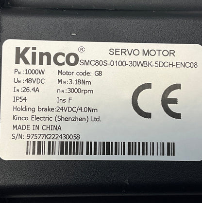 Kinco SMC80S-0100-30WBK-5DCH-ENC08 AC Servo Motor-Servo Motor-Used Industrial Parts