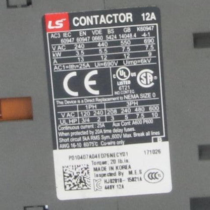 LS Electric MC-12b Magnetic Contactor-Magnetic Contactor-Used Industrial Parts
