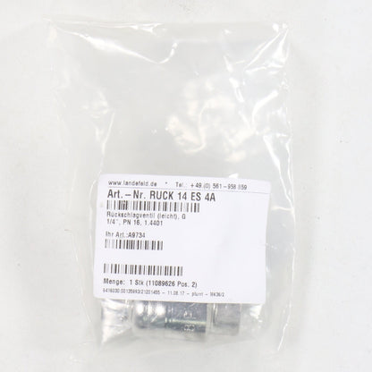 Landefeld Ruck 14 ES 4A Check Valve-Check Valve-Used Industrial Parts
