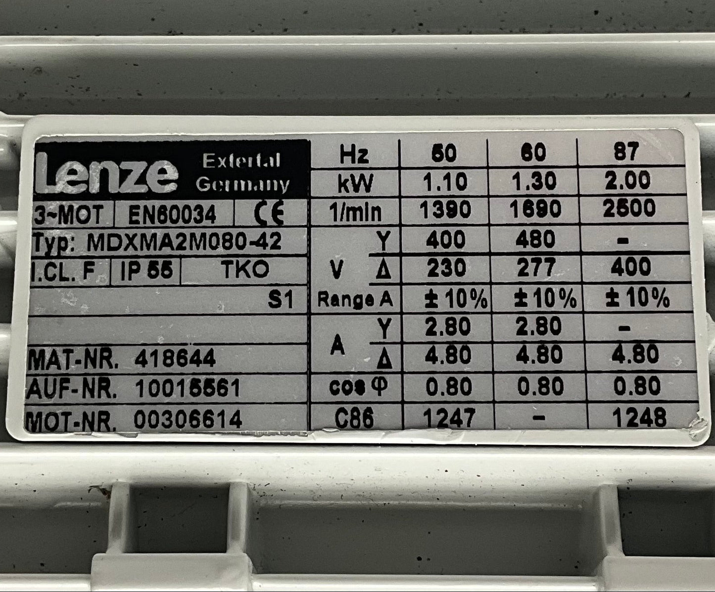 Lenze MDXMA2M080-42 Gearmotor-Gearmotor-Used Industrial Parts