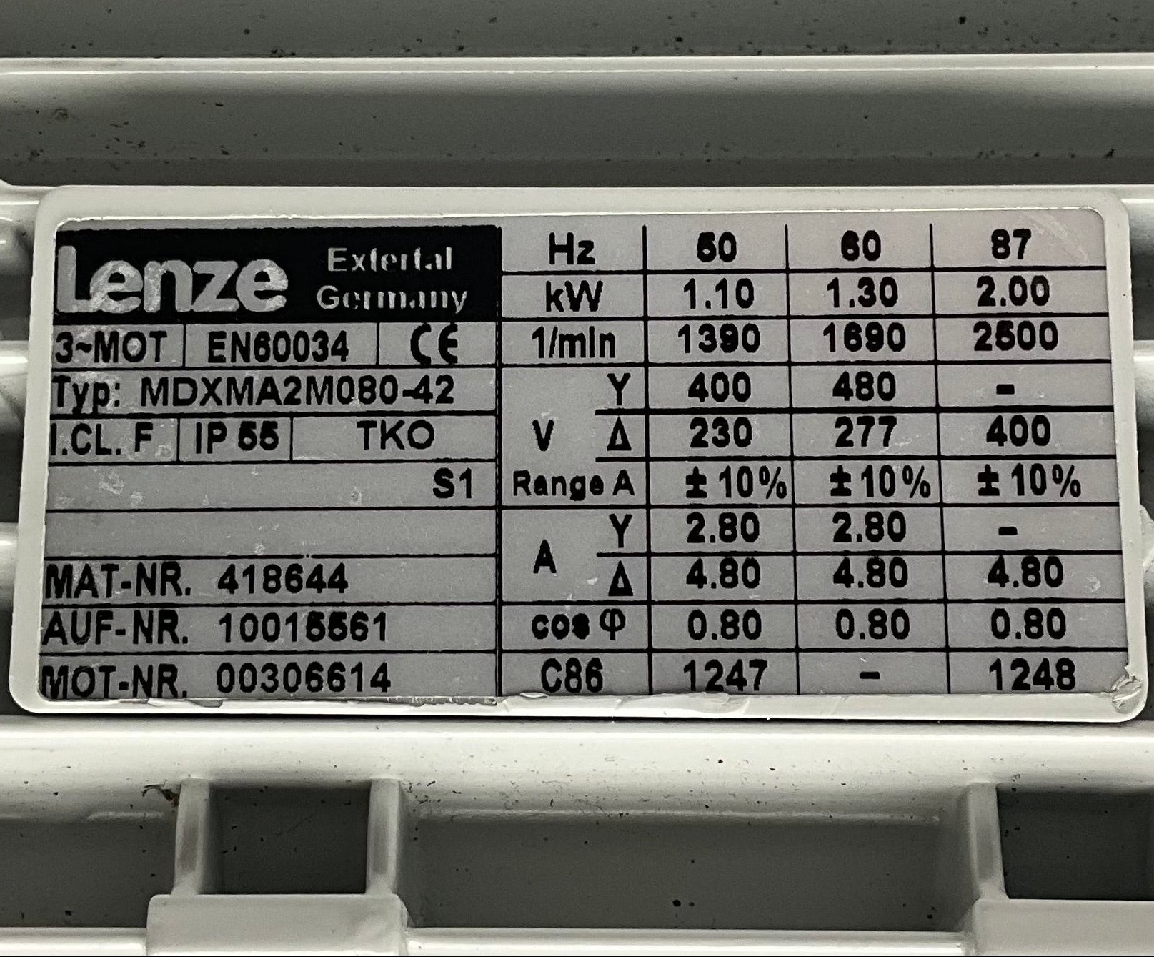 Lenze MDXMA2M080-42 Gearmotor-Gearmotor-Used Industrial Parts