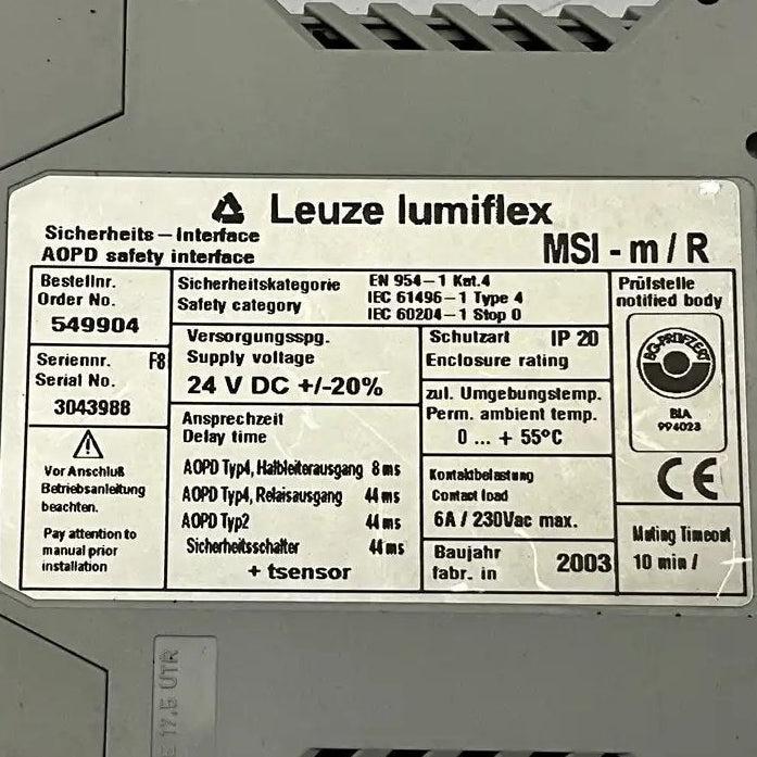 Leuze Lumiflex MSI-m/R AOPD Safety Relay Interface Module - 549904-Safety Relay Interface Module-Used Industrial Parts