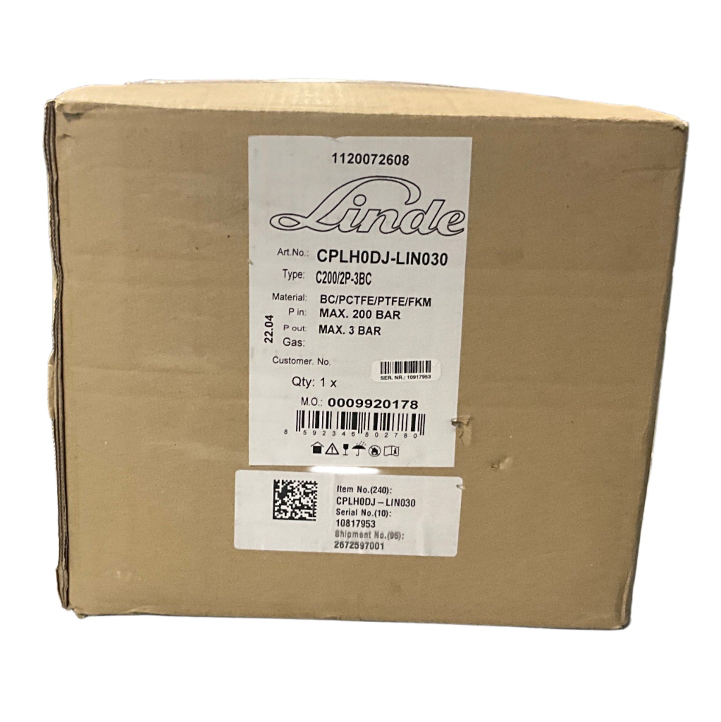 Linde C200/2P-3BC Cylinder Regulator-Cylinder Regulator-Used Industrial Parts