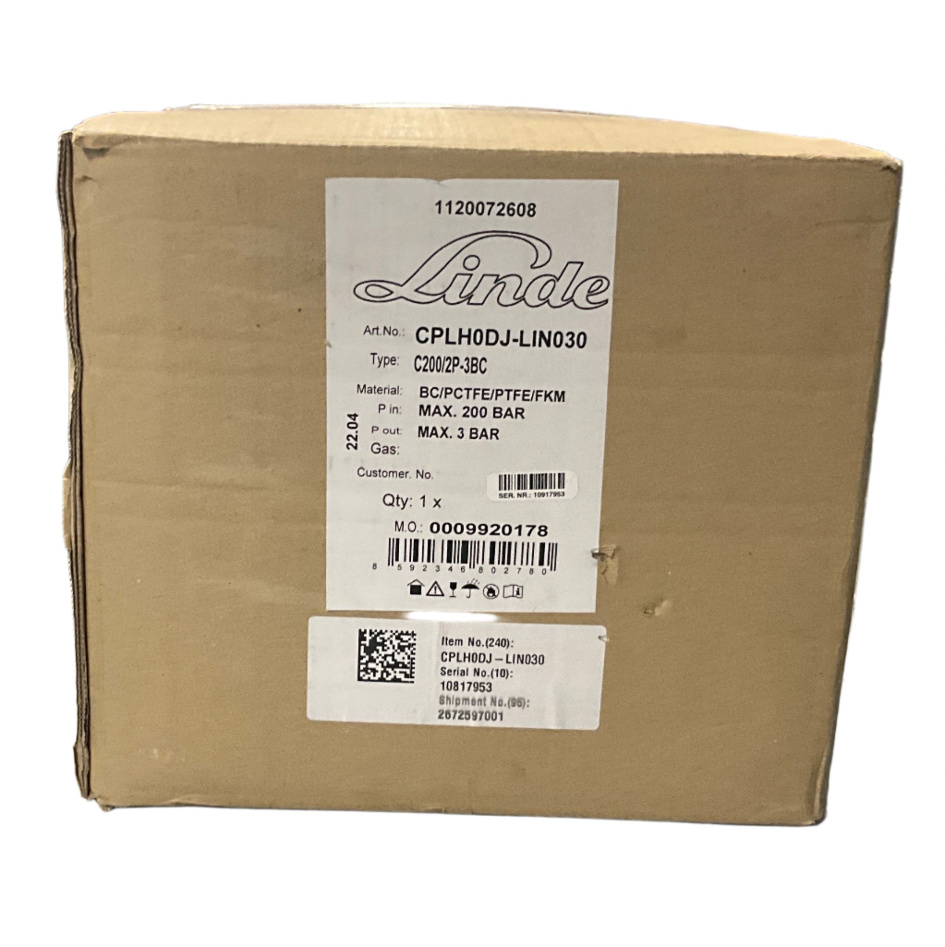 Linde C200/2P-3BC Cylinder Regulator-Cylinder Regulator-Used Industrial Parts