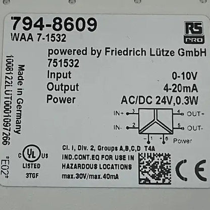 Lutze WAA7-1532 Analog Signal Converter-Analog Signal Converter-Used Industrial Parts