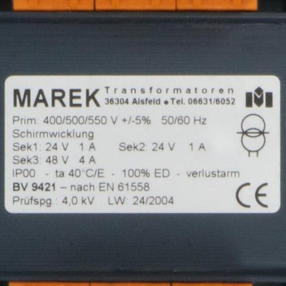 Marek Transformatoren BV 9421 Transformer-Transformer-CA-04-03-03-Used Industrial Parts