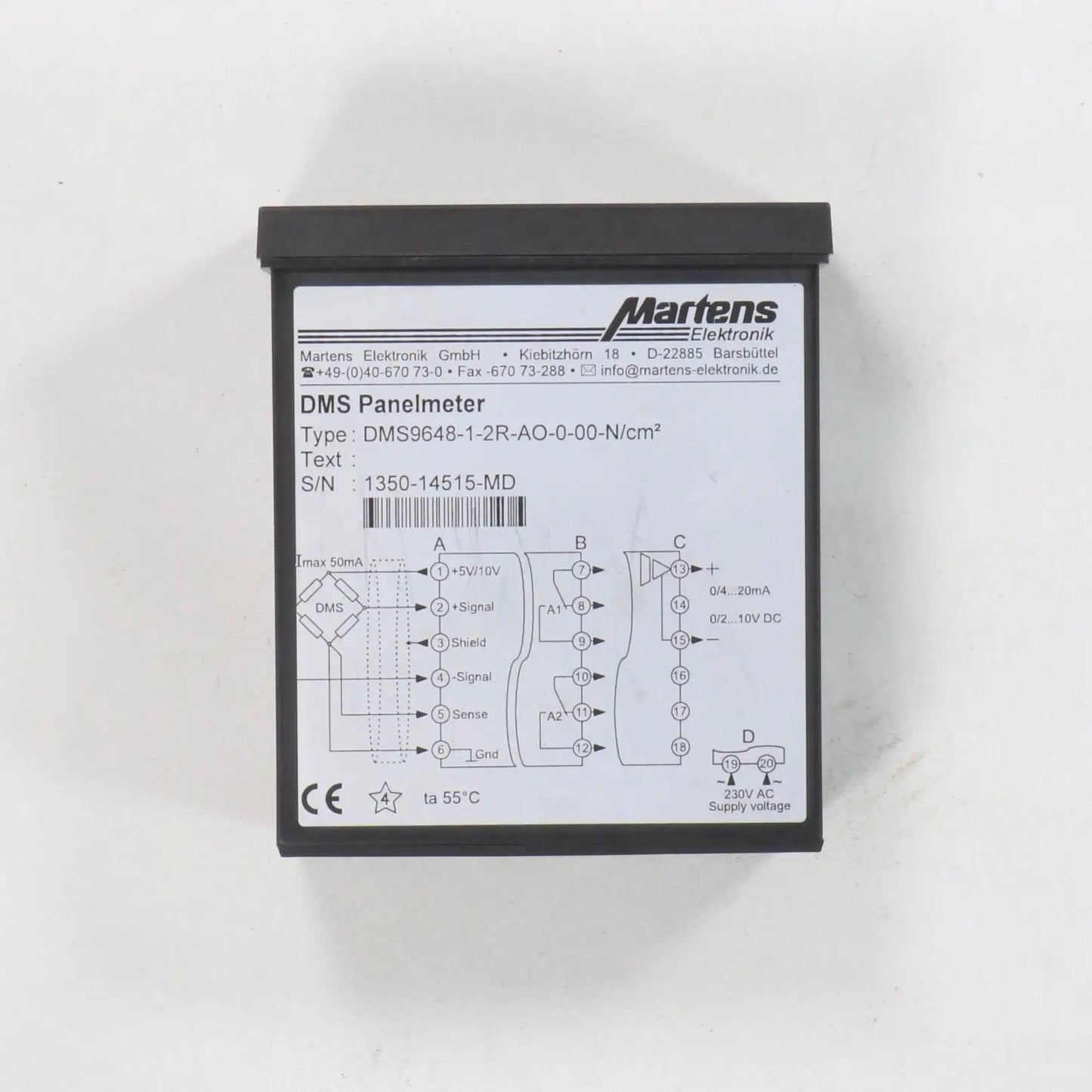 Martens Elektronik DMS9648-1-2R-AO-0-00-N/cm2 Signal Panel Meter-Signal Panel Meter-Used Industrial Parts