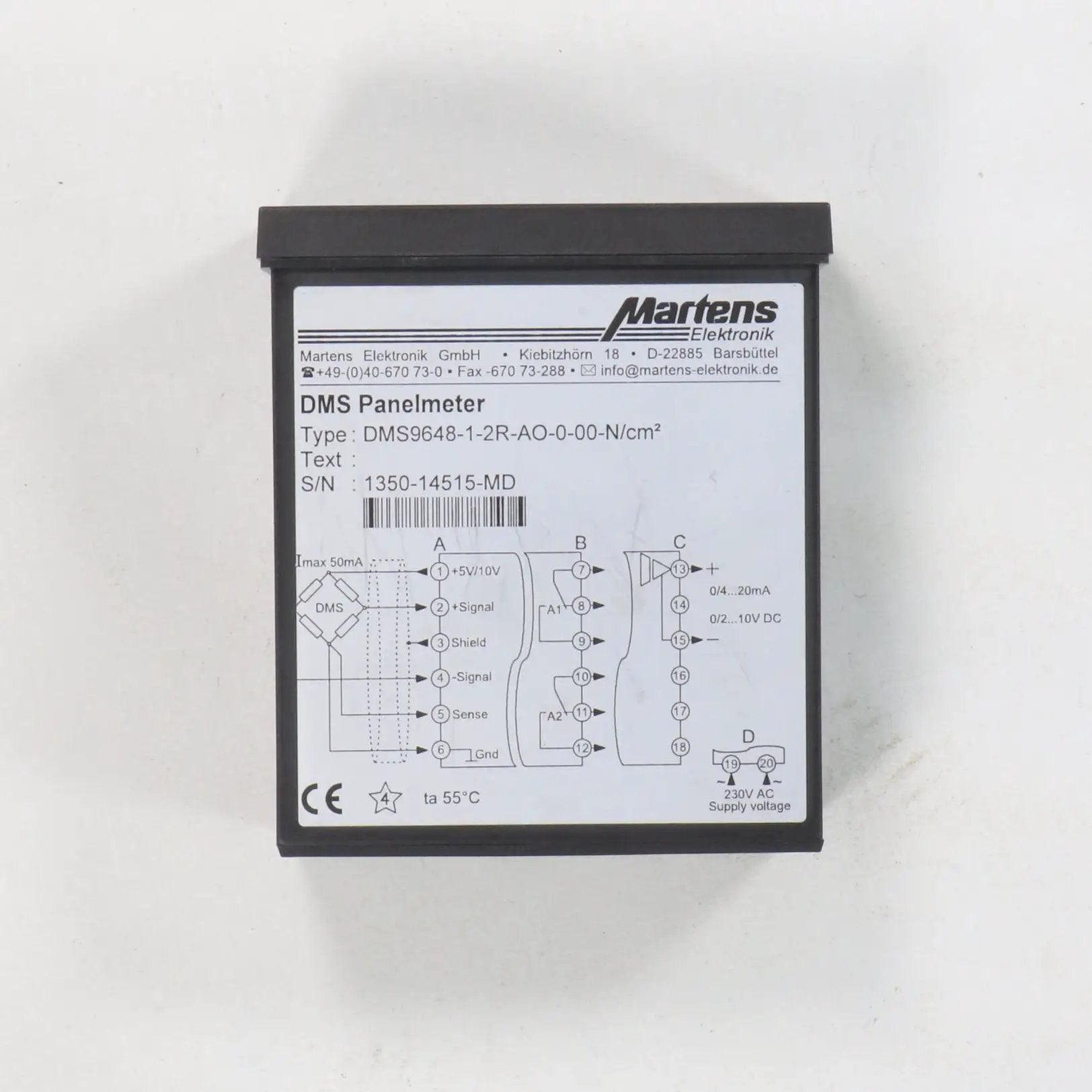 Martens Elektronik DMS9648-1-2R-AO-0-00-N/cm2 Signal Panel Meter-Signal Panel Meter-Used Industrial Parts