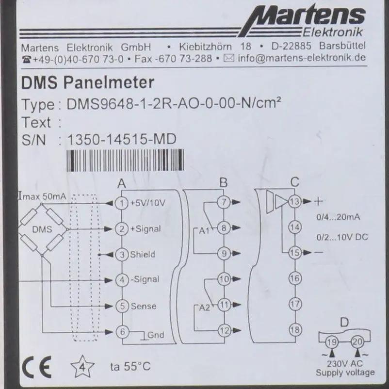 Martens Elektronik DMS9648-1-2R-AO-0-00-N/cm2 Signal Panel Meter-Signal Panel Meter-Used Industrial Parts
