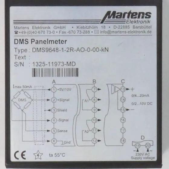 Martens Elektronik DMS9648-1-2R-AO-0-00-kN Digital Panel Meter-Digital Panel Meter-Used Industrial Parts
