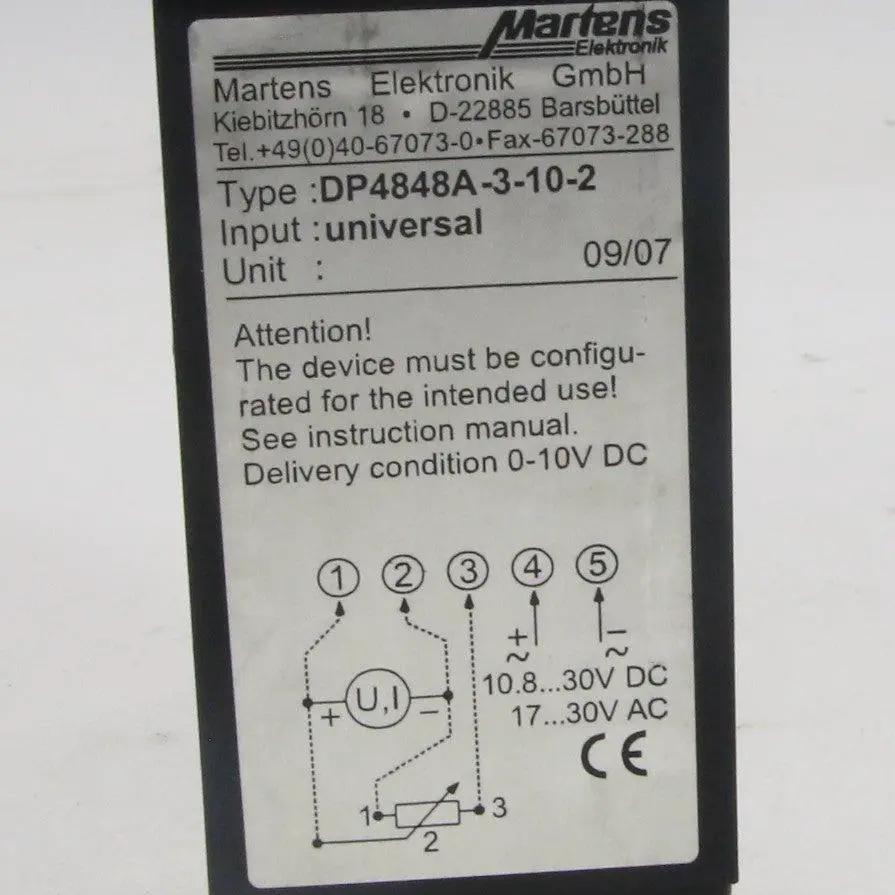 Martens Elektronik DP4848-3-10-2 Digital Panel Meter-Digital Panel Meter-Used Industrial Parts