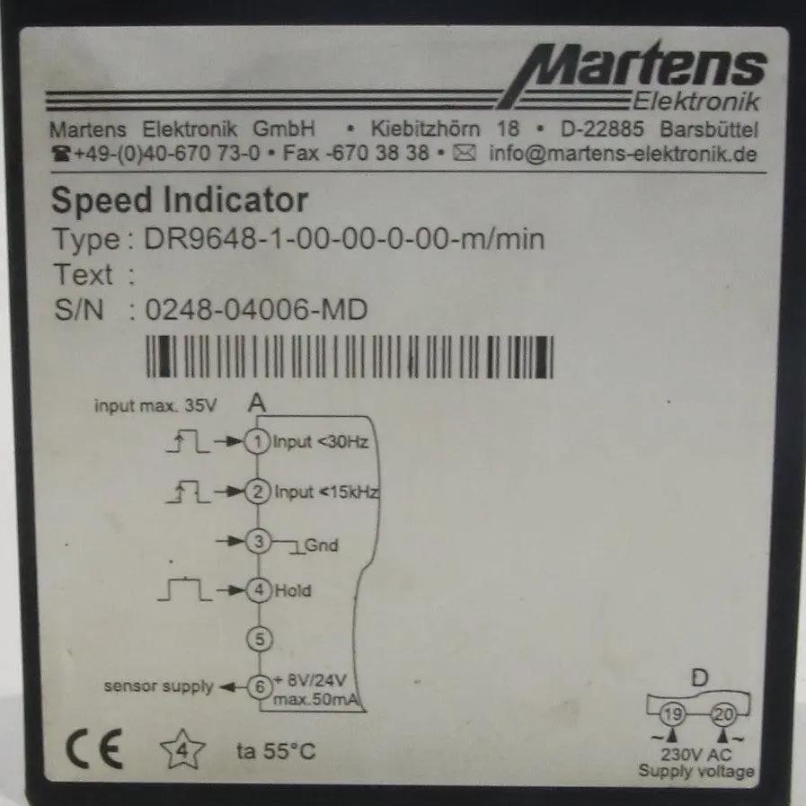 Martens Elektronik DR9648-1-00-00-0-00-m/min Digital Speed Indicator-Digital Speed Indicator-Used Industrial Parts