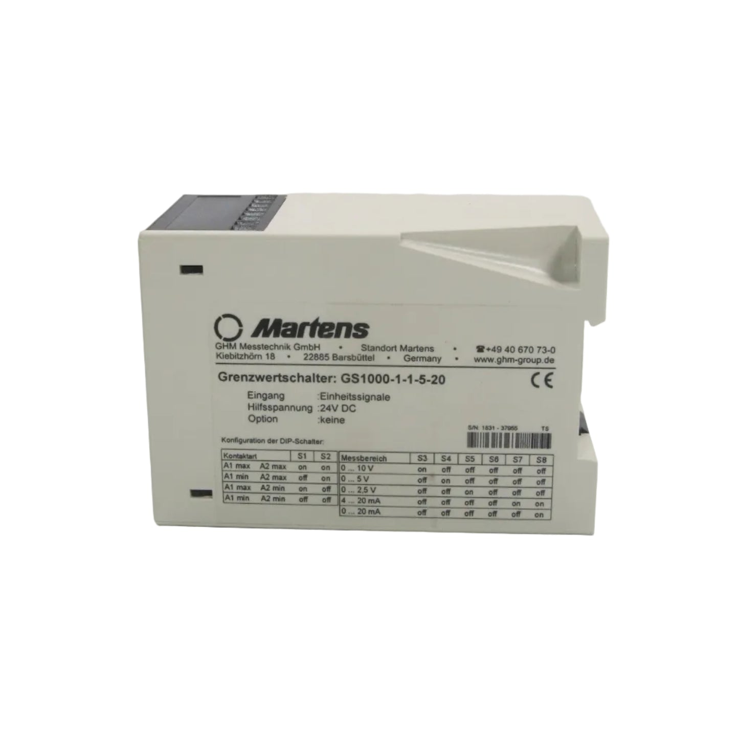 Martens Elektronik GS1000-1-1-5-20 Limit Value Relay-Limit Value Relay-Used Industrial Parts