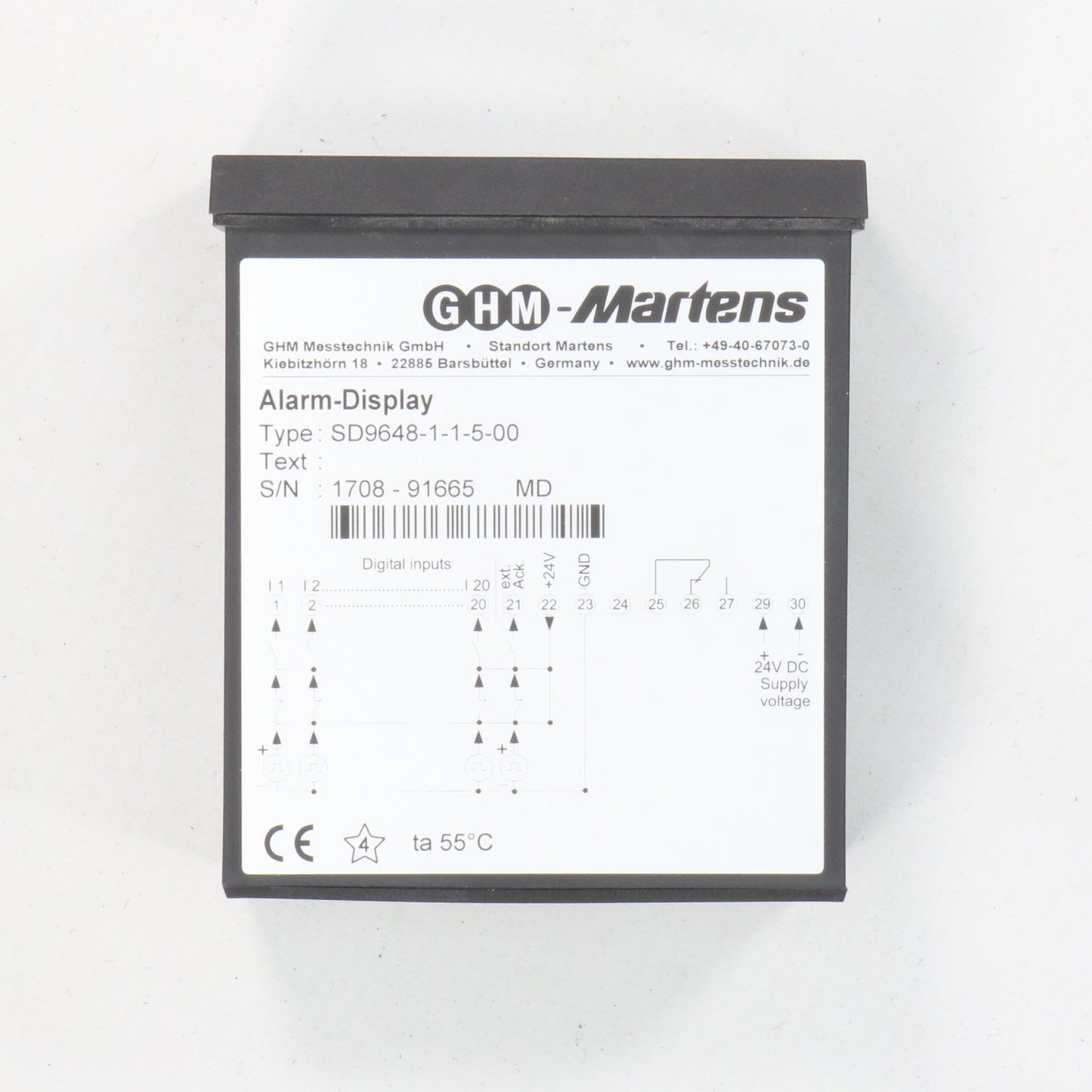 Martens Elektronik SD9648-1-1-5-00 Alarm Display-Alarm Display-Used Industrial Parts