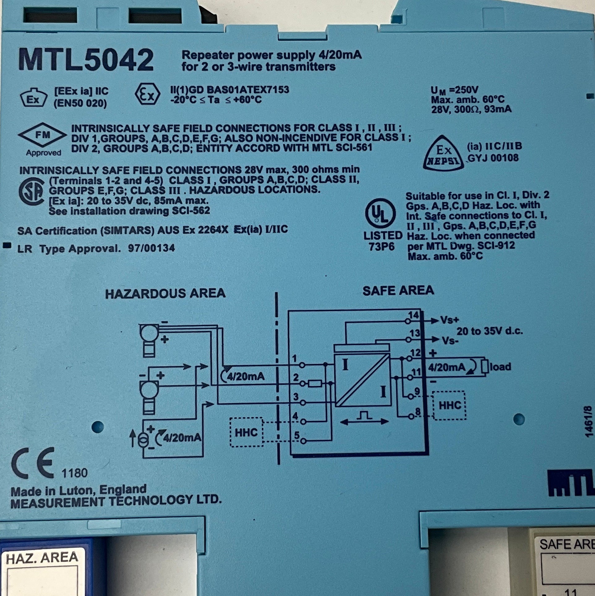 Measurement Technology MTL5042 Repeater Power Supply-Repeater Power Supply-Used Industrial Parts