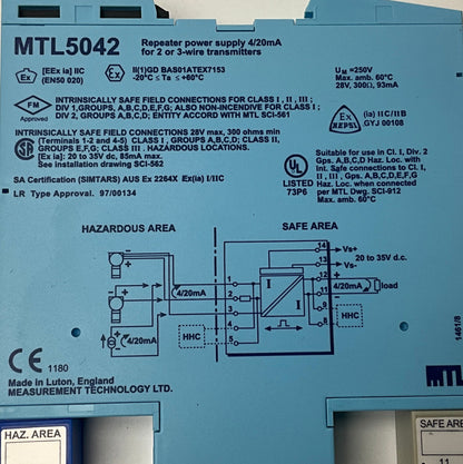 Measurement Technology MTL5042 Repeater Power Supply-Repeater Power Supply-Used Industrial Parts