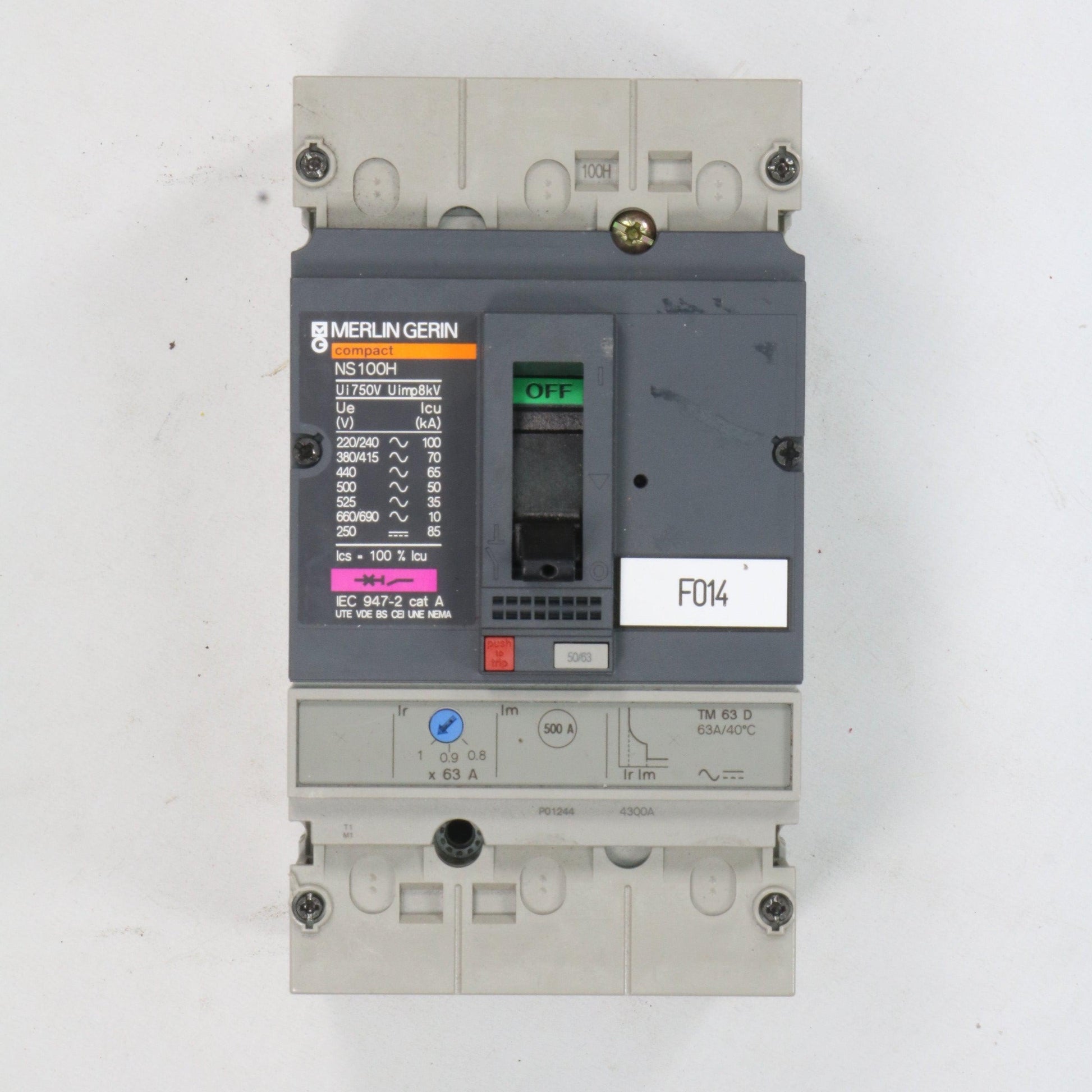 Merlin Gerin Circuit Breaker Compact NS100H TM 63D-Circuit Breaker-AA-04-01-Used Industrial Parts