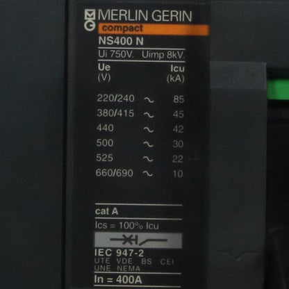 Merlin Gerin Compact NS400N Circuit Breaker & STR 23 SE Trip Unit-Circuit Breaker-Used Industrial Parts