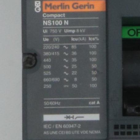 Merlin Gerlin Circuit Breaker Compact NS100N TM100D-Circuit Breaker-Used Industrial Parts