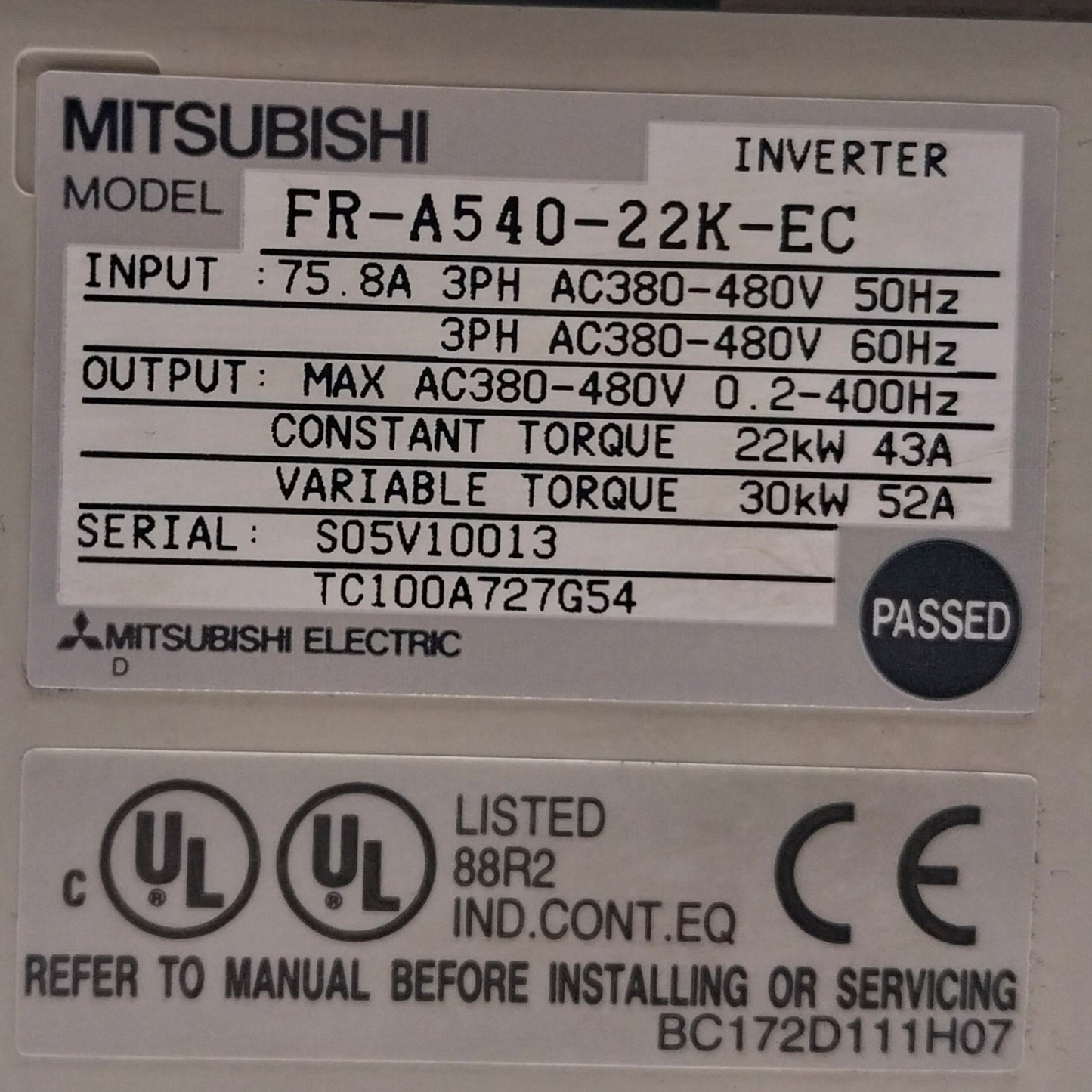 Mitsubishi FR A540 22K EC Inverter-Inverter-Used Industrial Parts