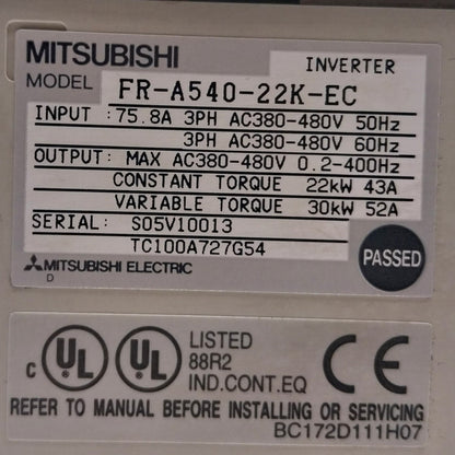 Mitsubishi FR A540 22K EC Inverter-Inverter-Used Industrial Parts
