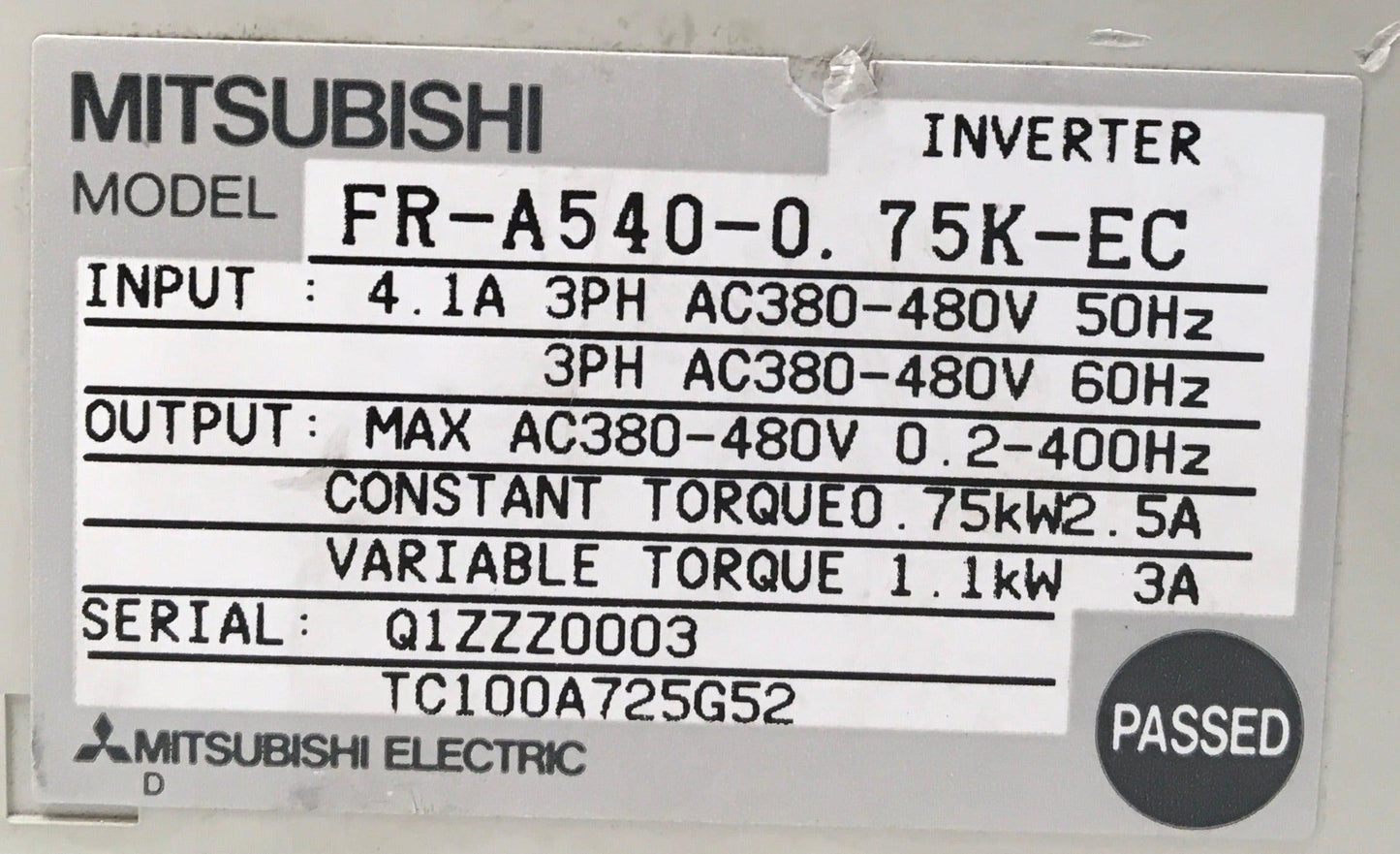 Mitsubishi Frequency Drive Inverter FR-A540-0 75K-EC/FR-PU-04-Inverter-Used Industrial Parts