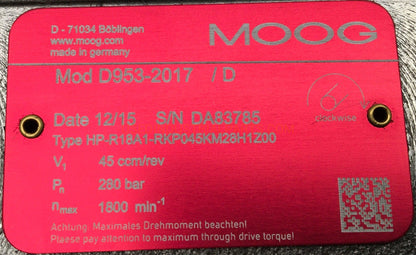 Moog Radial Piston Pump Mod D-953-2017/D-Radial Piston Pump-DB-03-01-Used Industrial Parts