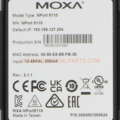 Moxa NPort 5110 V2 1 1 Serial Device Server-Serial Device Server-CA-04-05-01-Used Industrial Parts