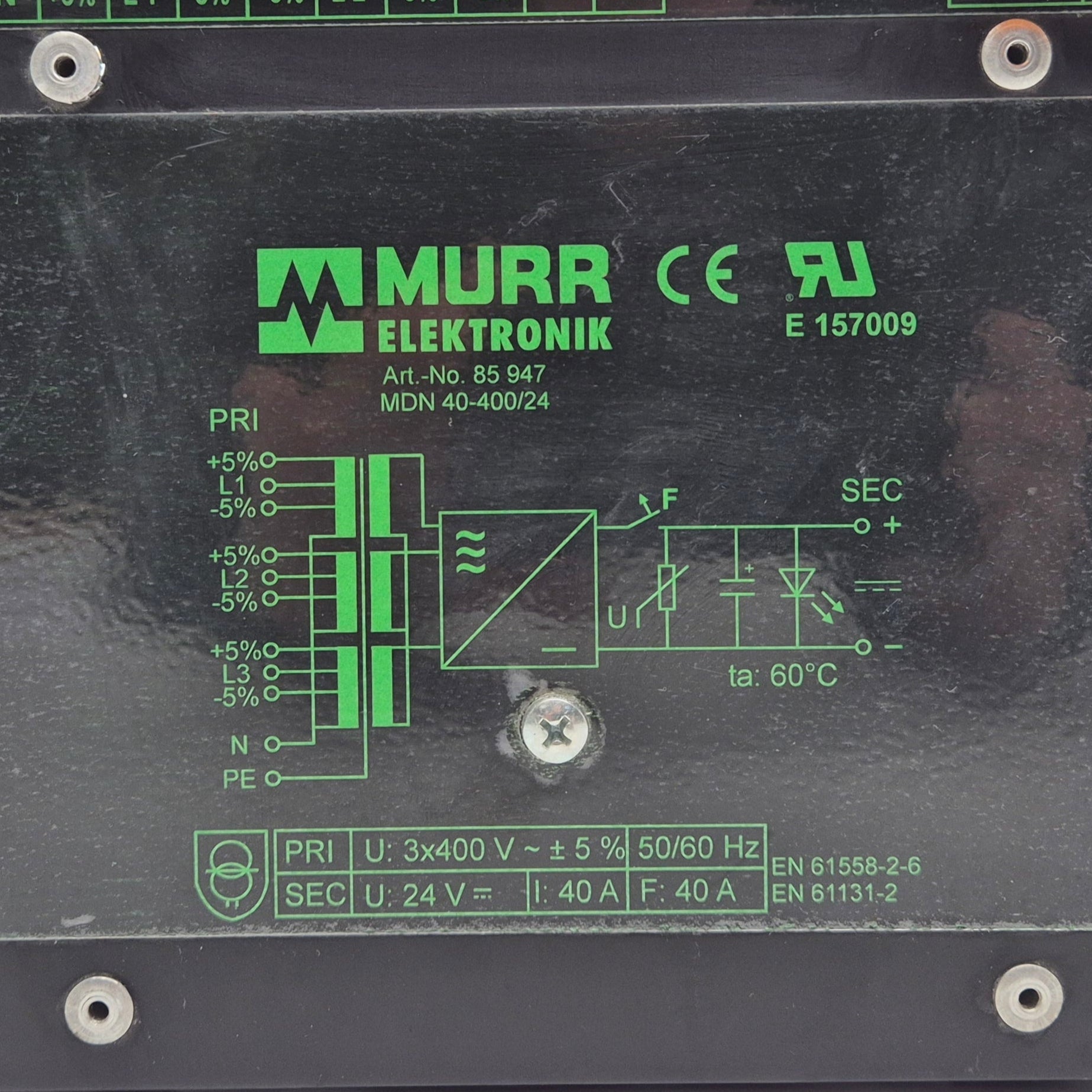 Murr Elektronik MDM 40-400/24 Power Supply Module-Power Supply Module-Used Industrial Parts