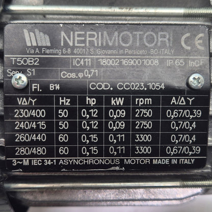 Nerimotori T50B2 3 Phase Asynchronous Motor-3 Phase Asynchronous Motor-Used Industrial Parts