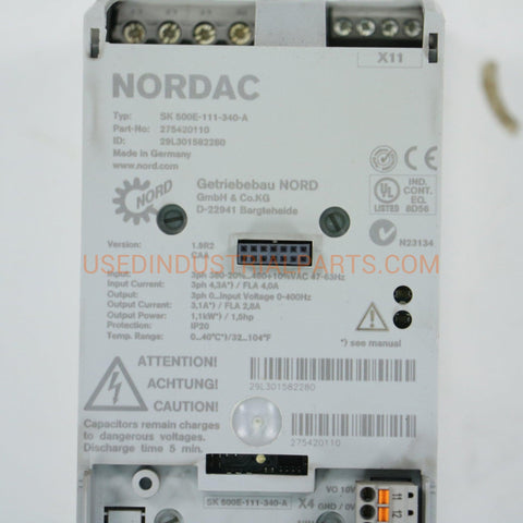 Image of Nordac Profibus SK500E-111-340-A Frequency Converter-Frequency Converter-AB-07-08-Used Industrial Parts