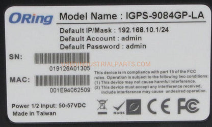 Oring IGPS-9084GP-LA Managed Ethernet Switch-Managed Ethernet Switch-AE-01-07-Used Industrial Parts