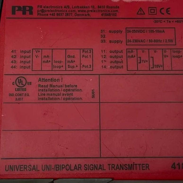 PR Electronics 4184 Universal Uni-/Bipolar Signal Transmitter-Universal Uni-/Bipolar Signal Transmitter-Used Industrial Parts