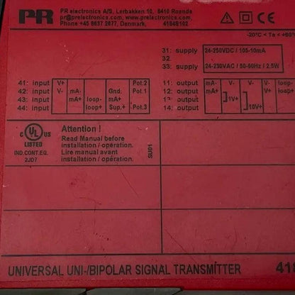 PR Electronics 4184 Universal Uni-/Bipolar Signal Transmitter-Universal Uni-/Bipolar Signal Transmitter-Used Industrial Parts