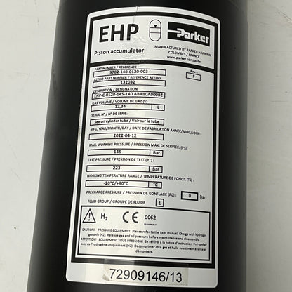 Parker Hannifin EHP Large Bore Piston Accumulator-Large Bore Piston Accumulator-Used Industrial Parts
