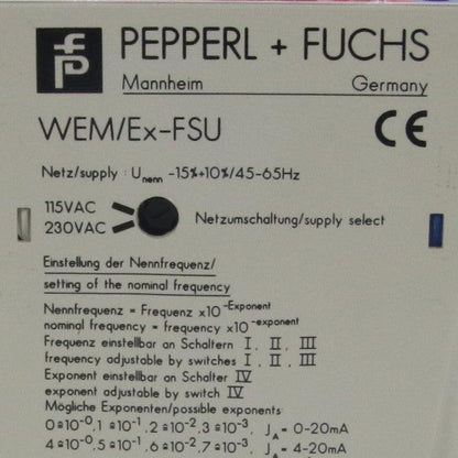 Pepperl + Fuchs WEM/Ex-FSU Frequency to Current Converter - 14424-Frequency to Current Converter-Used Industrial Parts