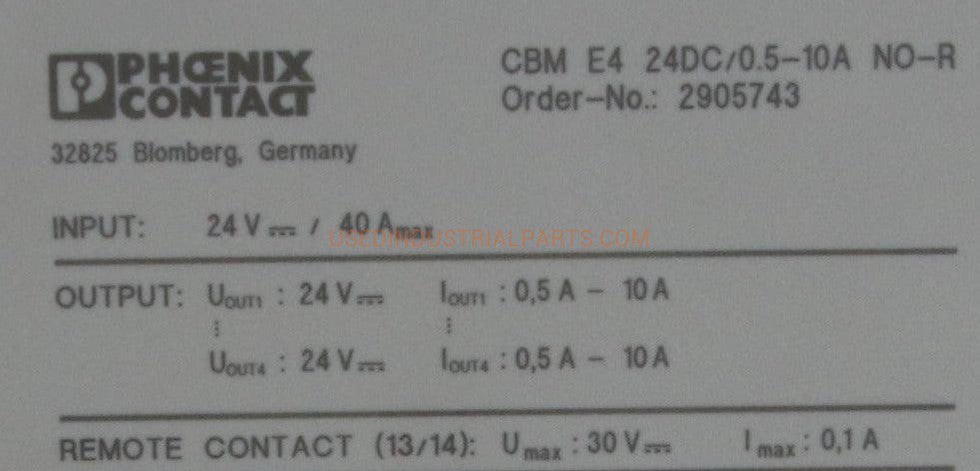 Phoenix Contact CBM E4 Electronic Circuit Breaker-Electronic Circuit Breaker-AE-03-06-Used Industrial Parts