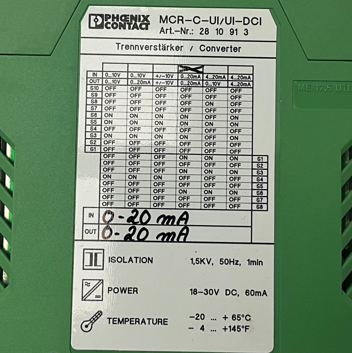 Phoenix Contact MCR-C-UI/UI-DCI Signal Conditioner-Signal Conditioner-Used Industrial Parts