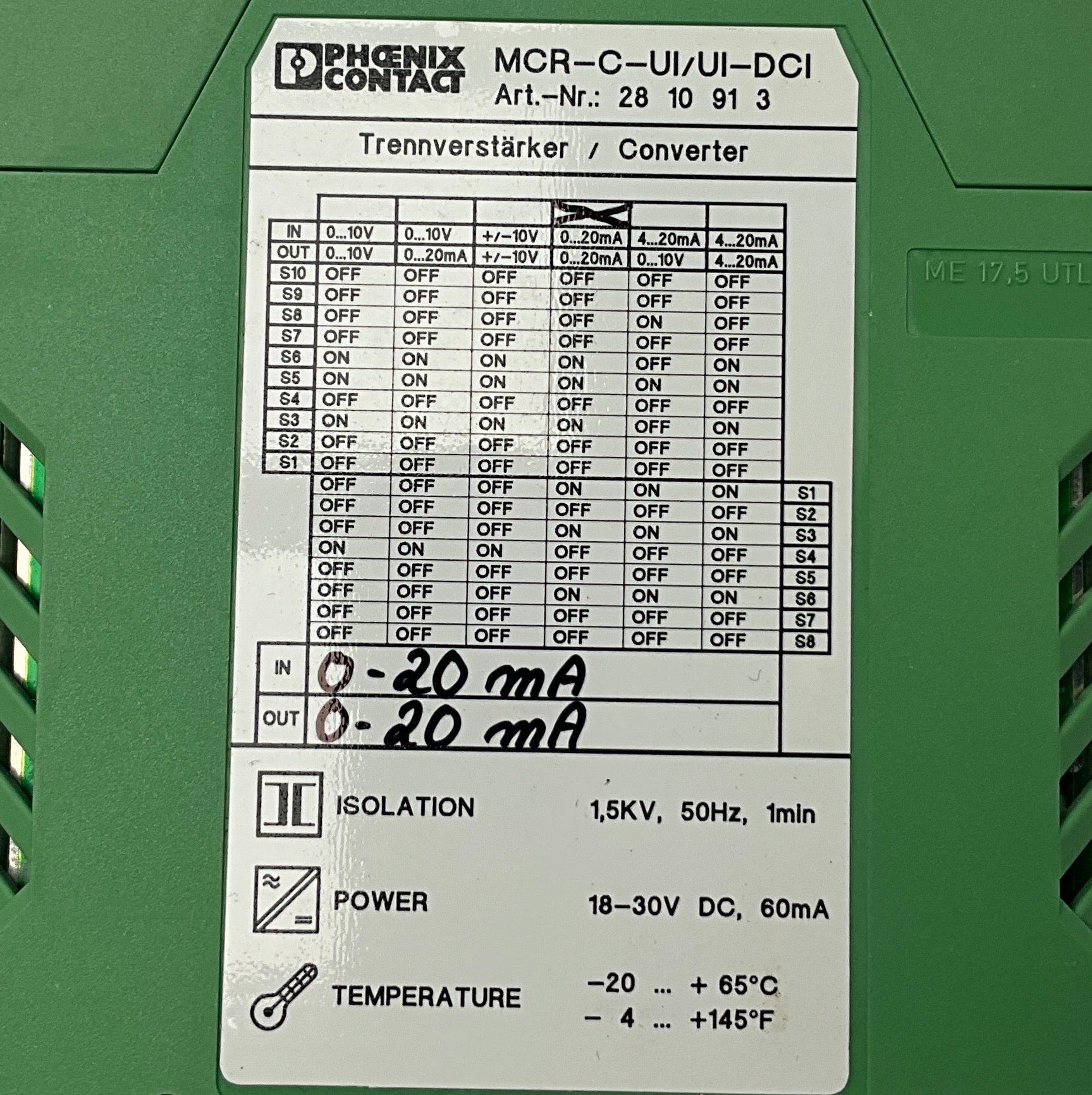 Phoenix Contact MCR-C-UI/UI-DCI Signal Conditioner-Signal Conditioner-Used Industrial Parts