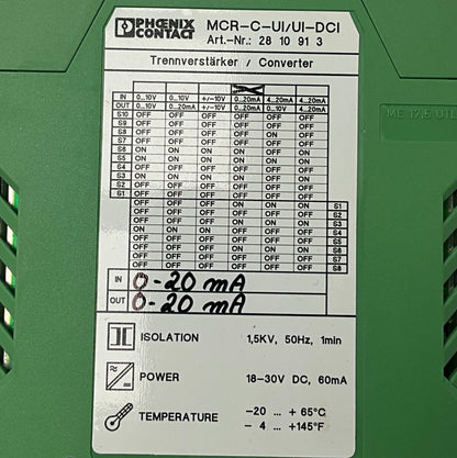 Phoenix Contact MCR-C-UI/UI-DCI Signal Conditioner-Signal Conditioner-Used Industrial Parts