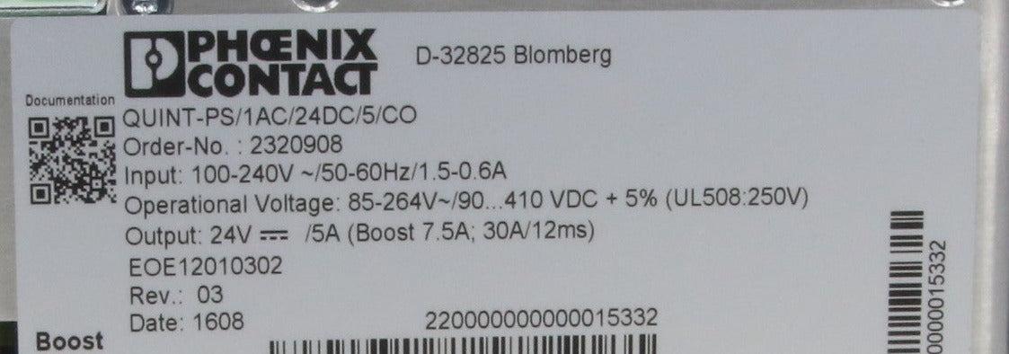 Phoenix Contact QUINT-PS/1AC/24DC/5/CO Power Supply-Power Supply-Used Industrial Parts