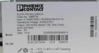 Phoenix Contact QUINT-PS/3AC/24DC/5 Power Supply-Power Supply-AD-06-02-Used Industrial Parts