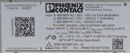 Phoenix Contact QUINT4-PS/3AC/24DC/10 Power Supply-Power Supply-AE-02-04-01-Used Industrial Parts