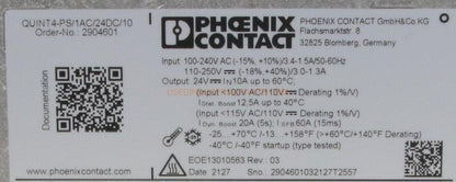 Phoenix Contact Quint4-PS/1AC/24DC/10 Power Supply-Power Supply-AE-04-05-01-Used Industrial Parts