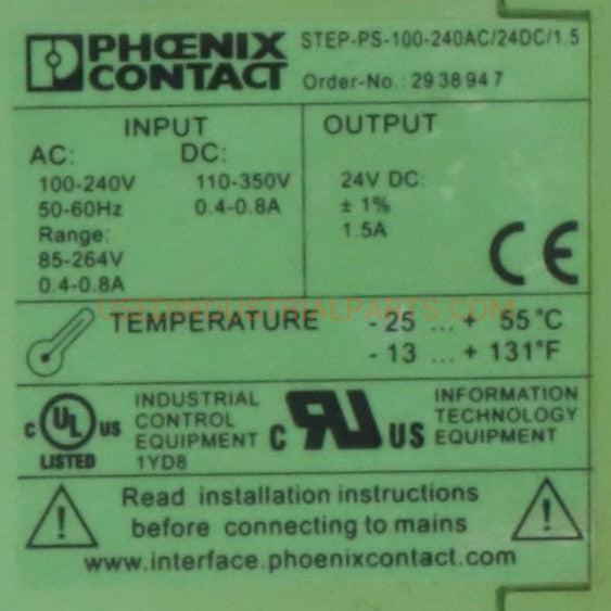 Phoenix Contact STEP PS 100 240AC 24DC 1 5 Power Supply-Power Supply-CA-04-06-03-Used Industrial Parts