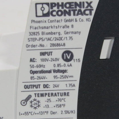 Phoenix Contact STEP - PS/1AC/24DC/1.75 Primary Switched-Mode Power Supply-Primary Switched-Mode Power Supply-Used Industrial Parts