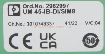 Phoenix Contact UM 45-IB-DI/SIM8 Interface Module-Interface Module-AE-03-04-Used Industrial Parts